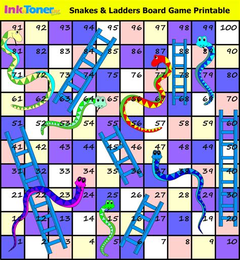 Snakes And Ladders Board Game Template Printable